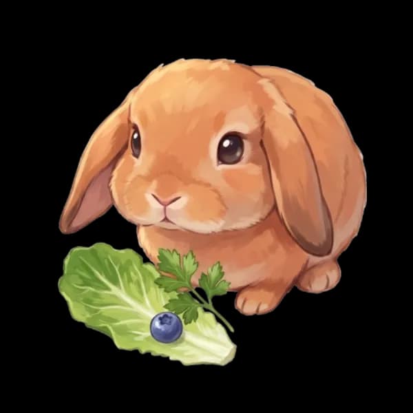Illustrated bunny with fresh herbs and vegetables