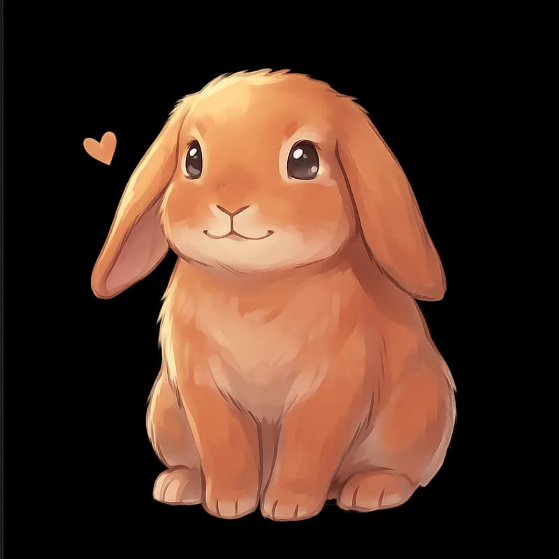 Holland Lop mascot with a small heart, a warm welcome